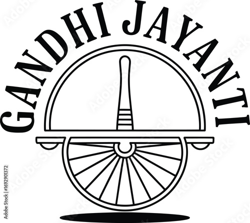 Gandhi Jayanti Symbol of India's Independence Movement with Charkha Wheel Icon for National Holiday