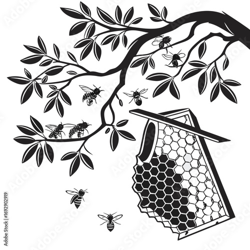 vector illustration of a branch of a tree