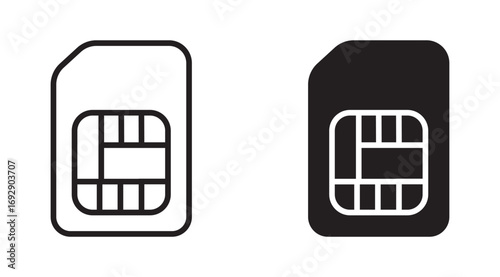  SIM icons set. Simple icons of sim cards of mobile phones. Vector illustration