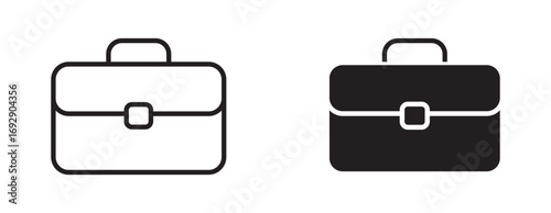 Briefcase icon set. Business bag, portfolio symbol. Vector illustration.