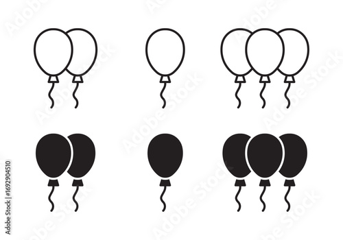 Balloon icon set. party balloon vector icons. 
