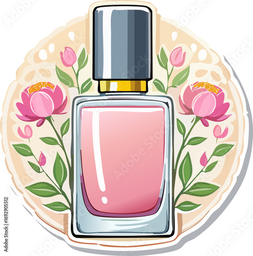 perfume bottle and flower