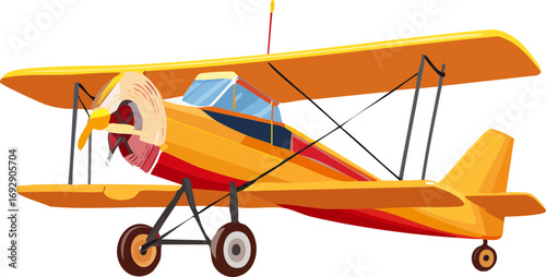 vintage biplane isolated on white