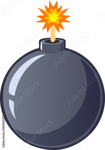 bomb with burning fuse