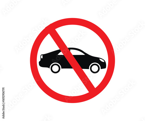No car sign. No car parking, no parking road warning signs. No cars entry, the red circle sign vector design and illustration on white or transparent background.