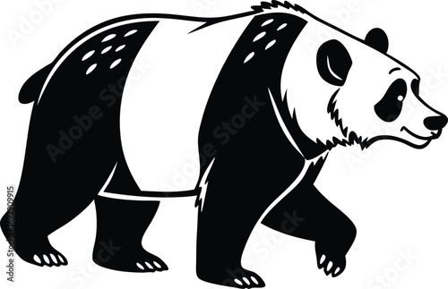 Adorable panda bear walking confidently, a charming and versatile graphic for wildlife themes and joyful designs.