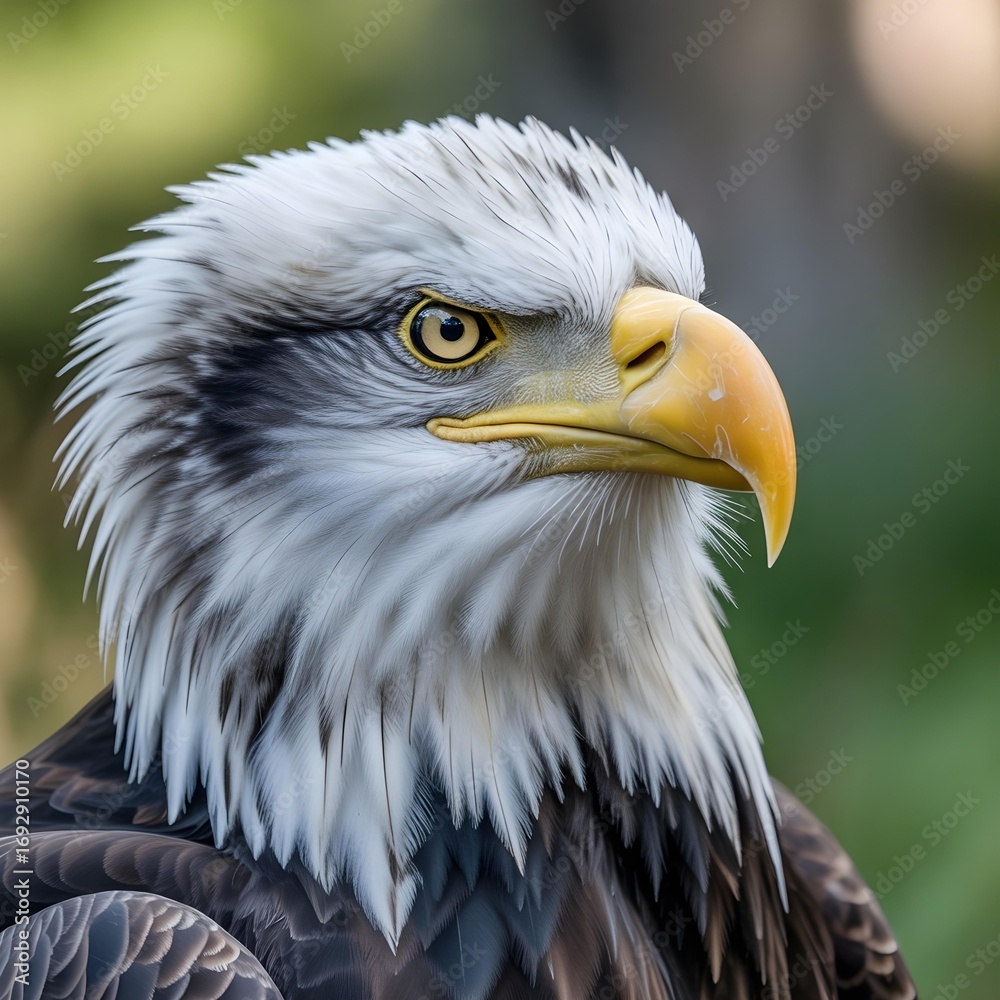 Obraz premium Close-up of a majestic Bald Eagle's head and neck
