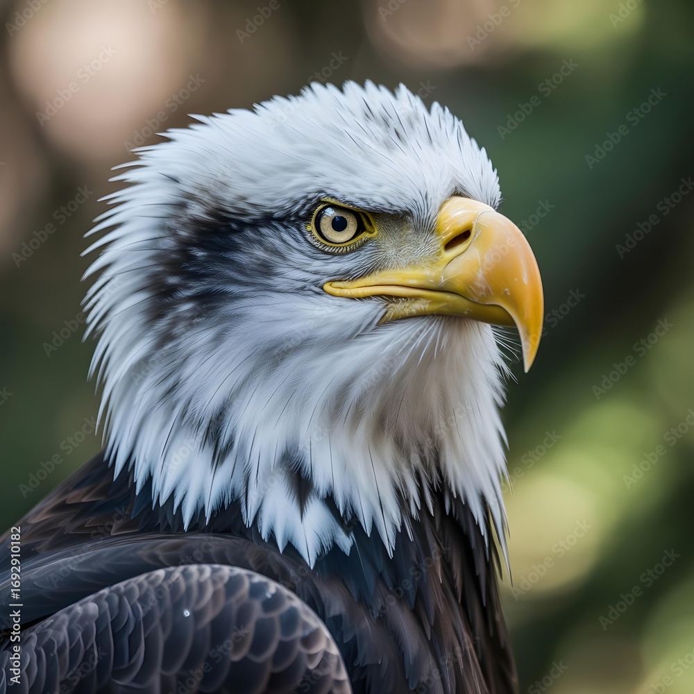 Obraz premium Close-up of a majestic Bald Eagle's head and neck