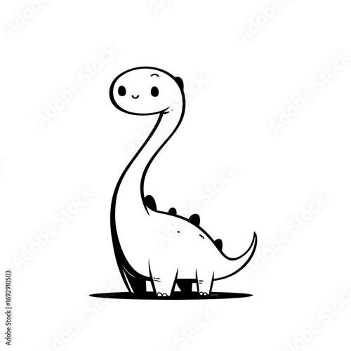 Brachiosaurus. Brachiosaurus simple black and white line art vector logo