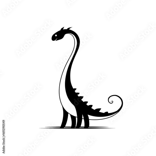 Iguanodon. Iguanodon simple black and white line art vector logo