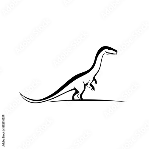 Giganotosaurus. Giganotosaurus simple black and white line art vector logo