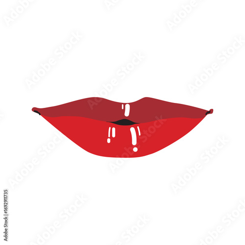 Sensual Lips: A close-up depiction of full, glossy lips, painted in a vibrant red hue.