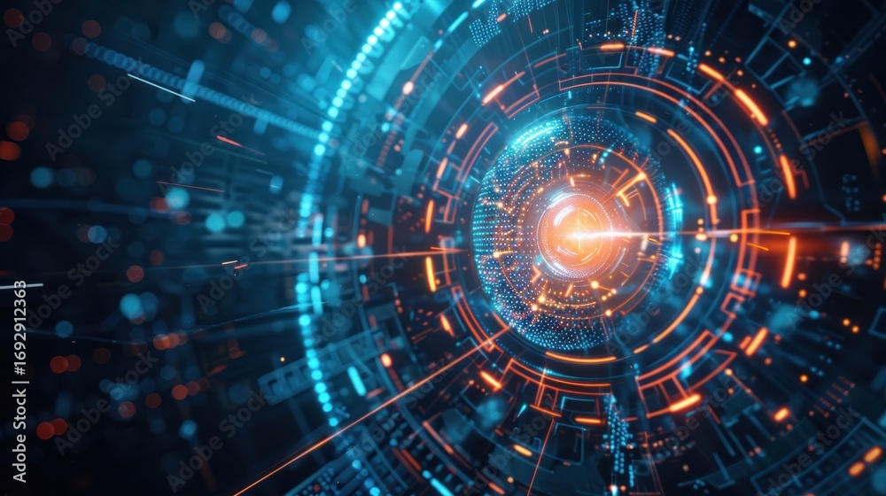Obraz premium Futuristic digital tunnel