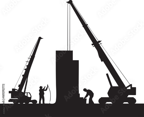 silhouette of construction crane