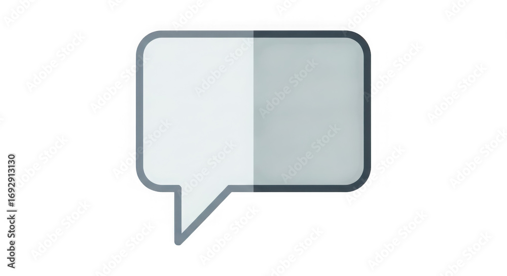 Fototapeta premium Two-tone speech bubble icon with beveled edges for communication and messaging apps offering a unique design element transparent background