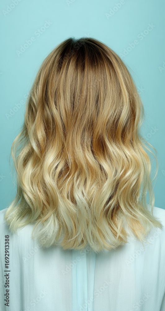 Naklejka premium Woman's back view, blonde wavy hair