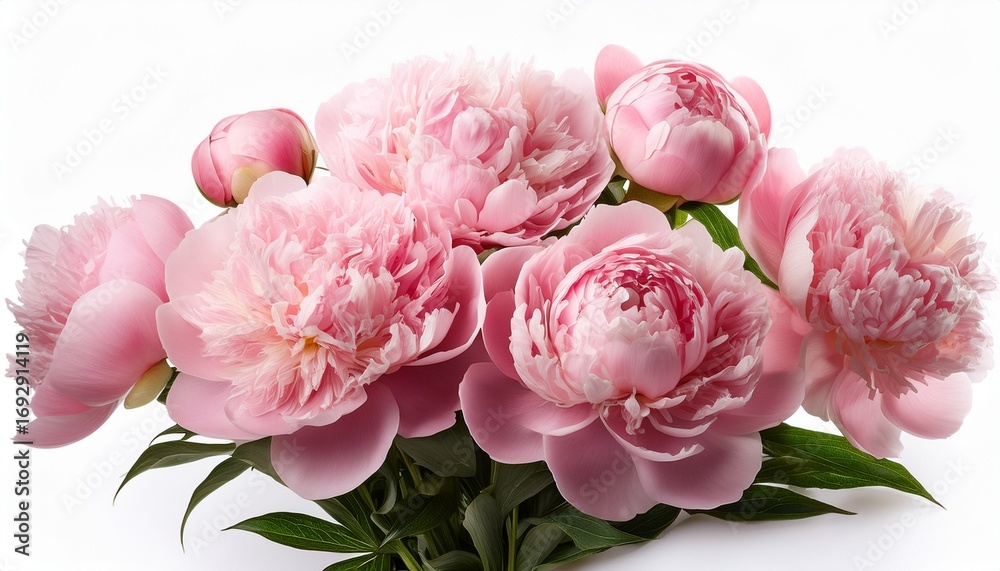 Fototapeta premium beautiful bouquet of pink peonies isolated on white background or on white background