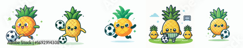 cute pineapple vector playing ball