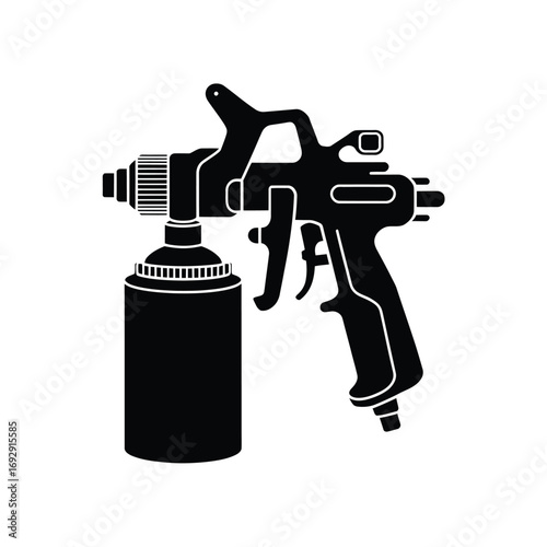 Black silhouette of a professional paint spray gun
