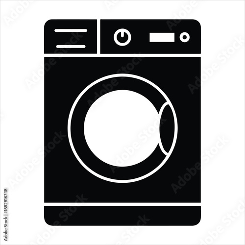 Modern washing machine icon silhouette for laundry appliance and household chores design