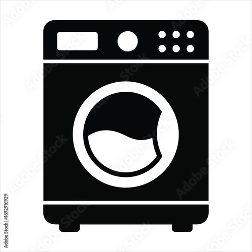 Modern front load washing machine icon for laundry and home appliance concepts