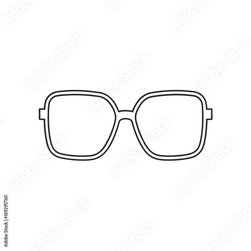 Simple outline drawing of square eyeglasses on white background