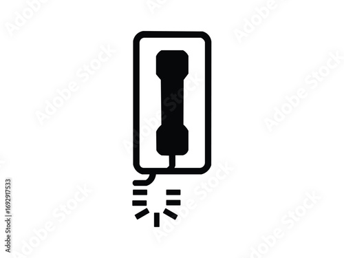 Vintage telephone receiver communication, intercom, landline phone device icon.