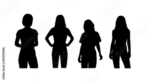 Diverse group of professional women silhouettes standing together in solidarity team