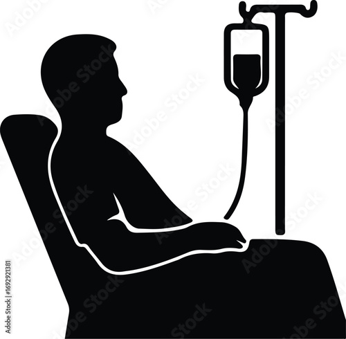 Vector Man receiving intravenous therapy silhouette Illustrator