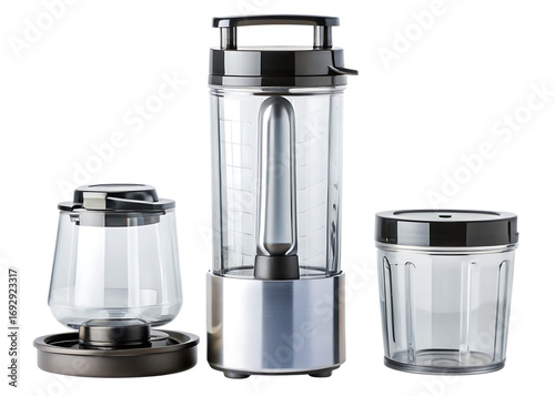 Portable blender bottle clear jar stainless steel isolated on a transparent background image