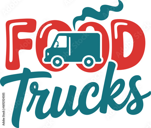 Food Trucks Logo Design with Truck Silhouette and Bold Typography for Mobile Cuisine Branding