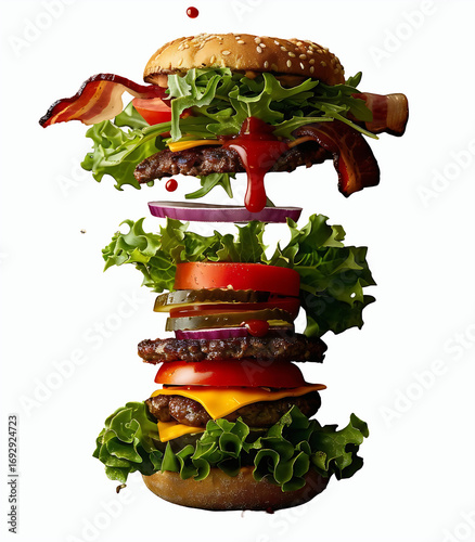 burger with cheese and vegetables