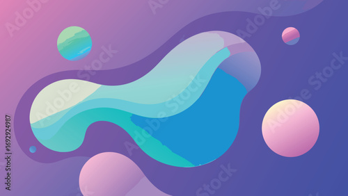 Abstract Fluid Shapes and Circles on Gradient Background vector illustration