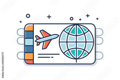 Airplane ticket geometric outline with orbit element design