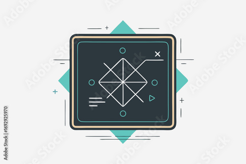 Blackboard geometric outline with equations square frame education