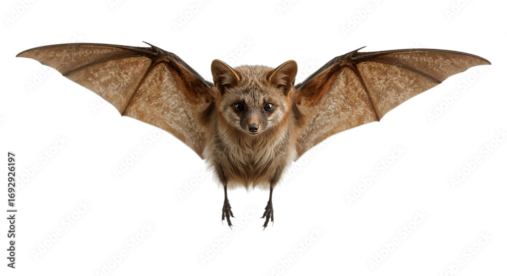 Obraz premium A light brown bat facing forward with its wings outstretched Isolated on transparent background, png