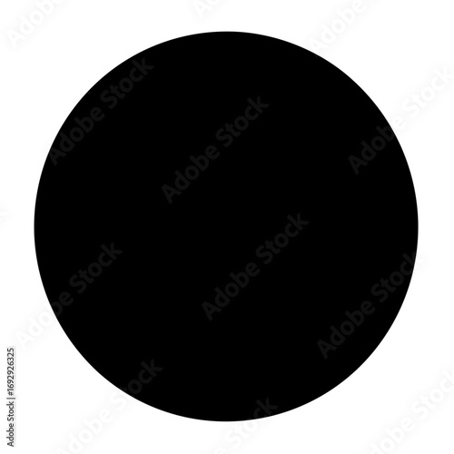 Perfectly round black circle standing alone on an isolated white background