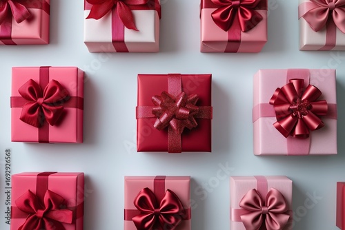 Colorful Gift Boxes Arranged in Pink Shades for a Festive Occasion