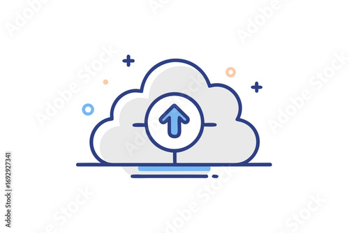 Upload progress circle icon with geometric line style