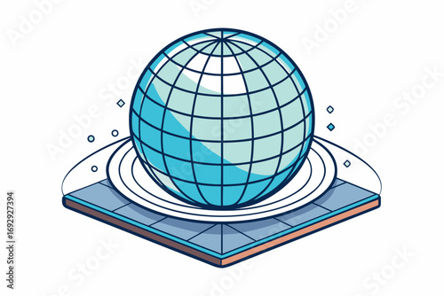 Globe icon with geometric grid and open book