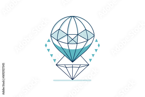 Hot air balloon icon geometric ellipse triangular pattern