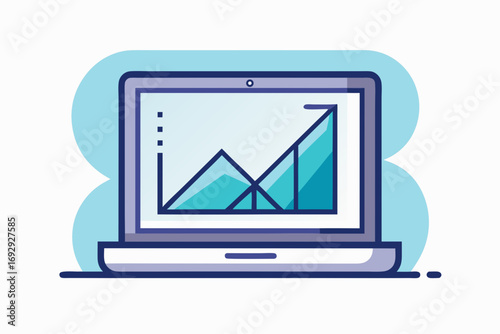 Laptop screen displaying geometric graph chart design illustration