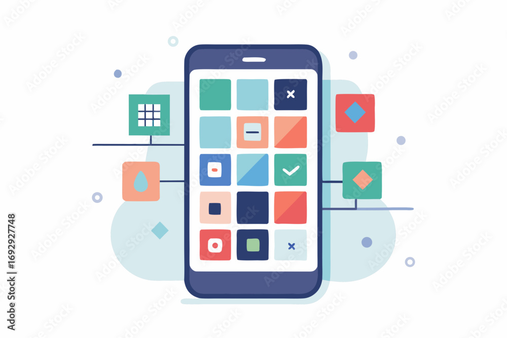 Mobile phone geometric app grid layout icon illustration Mobile phone geometric app grid layout icon illustration