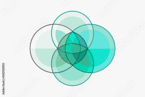 Venn diagram pinline icon with intersecting translucent shapes