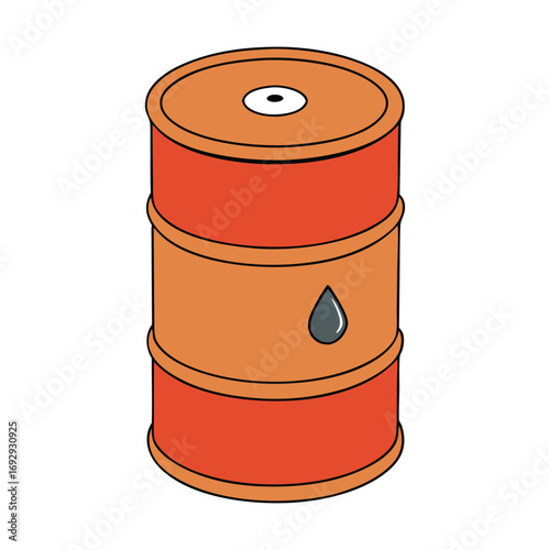 A sturdy oil barrel, typically made of steel, used for storing and transporting crude oil or petroleum products, symbolizing energy, fuel, and global trade.
