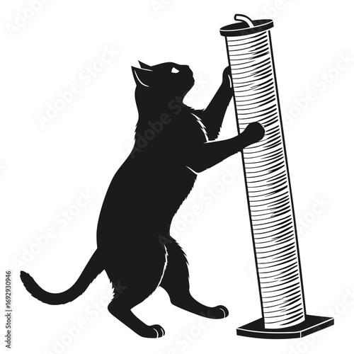 Cat Eating Illustration
