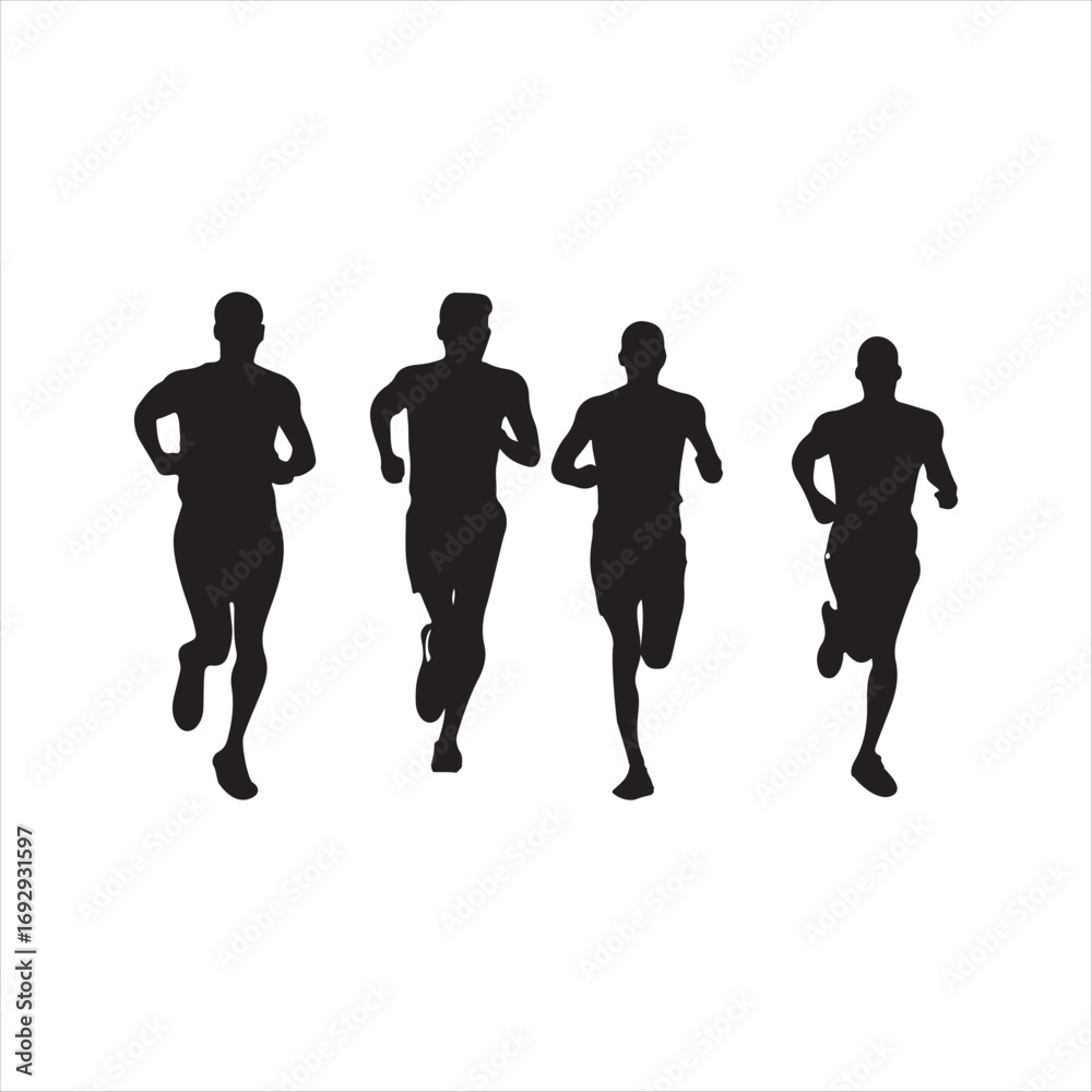 Fototapeta premium marathon runners sketch art vector silhouette doodle logo design