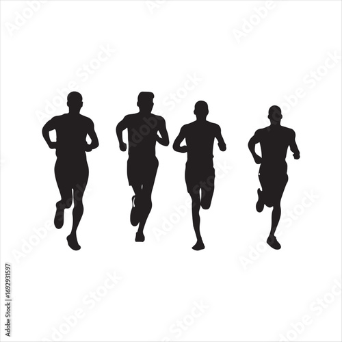 marathon runners sketch art vector silhouette doodle logo design
