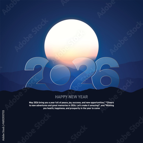 Happy new year 2026 typography. Happy new year 2026 creative poster, banner, background, festoon, social media post, postcard, greetings card, calendar, template, cover, vector design etc.