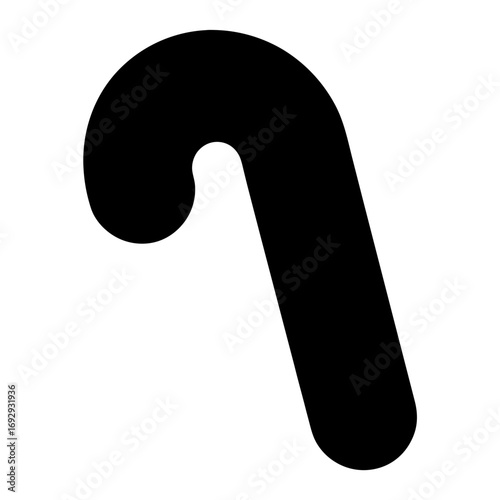 Sleek modern minimalist black candy cane icon on a white background
